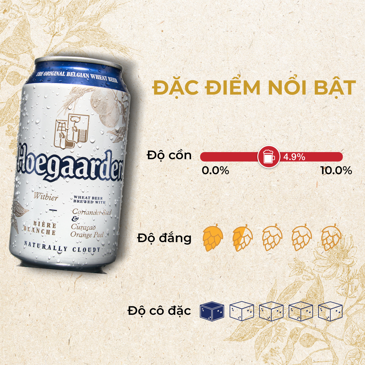 [25.11 - 29.11 VC ĐẾN 100K+FS] Thùng 24 lon bia Hoegaarden White (330ml/lon) [Date 04/2025]
