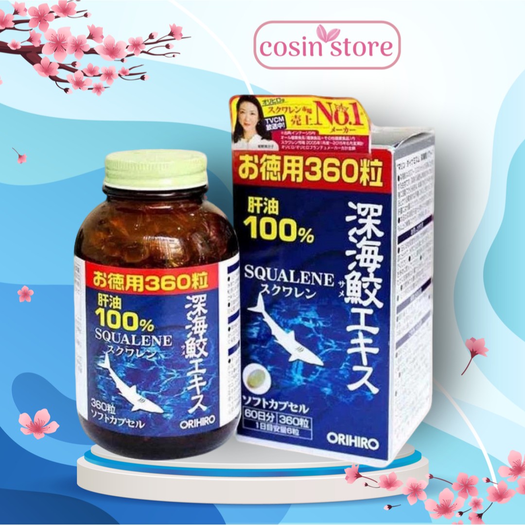 Viên uống dầu gan cá mập Orihiro Squalene 360 viên - Dầu gan sụn cá mập Orihiro hỗ trợ sức khỏe xương khớp - Cosin Store