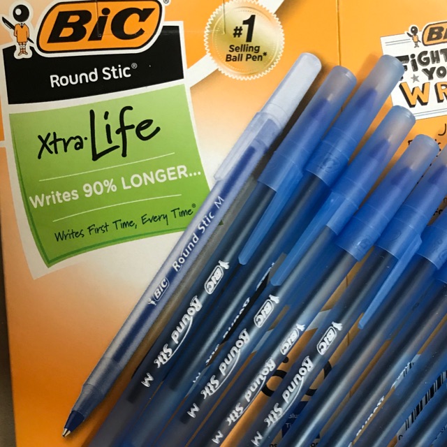 VIẾT (bút bi) BIC ROUND STIC MỸ(4 VIẾT MÀU XANH).
