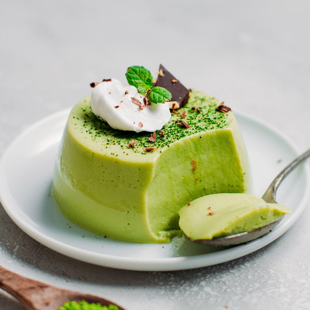 Bột pudding flan matcha bịch 1kg, nguyên liệu hucha