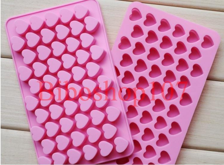 Khuôn silicon làm kẹo chipchip, thạch, rau câu, socola 55 ô trái tim nhỏ