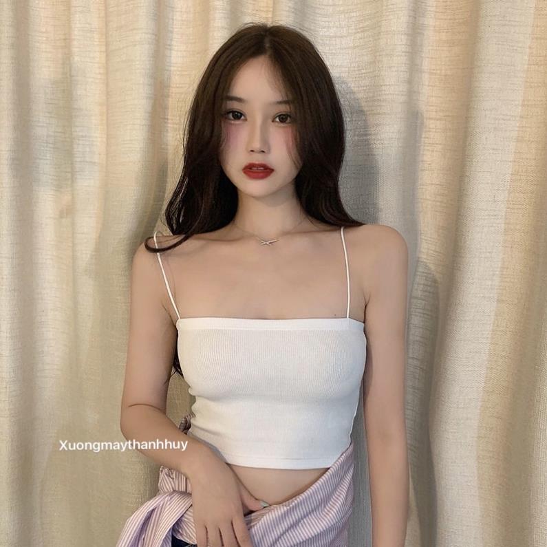 Áo 2 dây cottong thun gân co dãn tốt