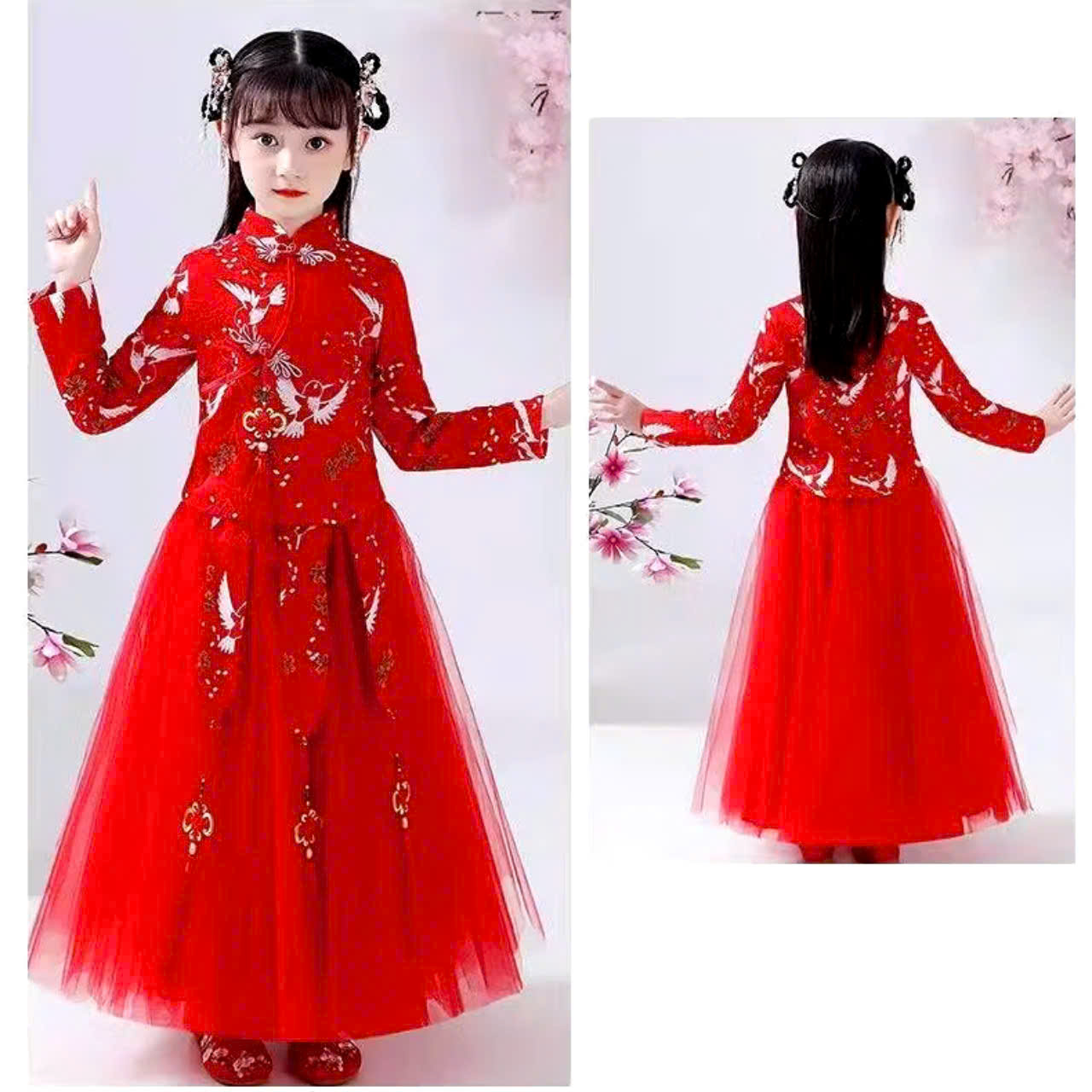 đầm bé gái gồm kẹp tóc size 15 - 28kg