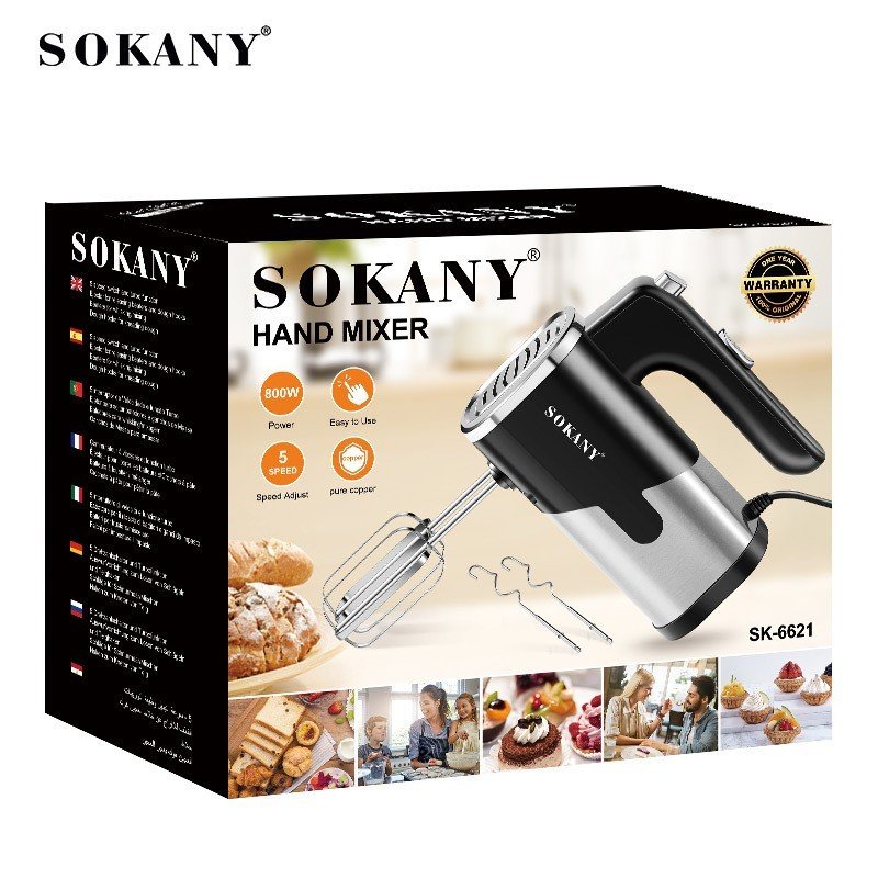 Máy Đánh Trứng Sokany 800W Sk-6621 5 Tốc Độ 4 Que Đánh