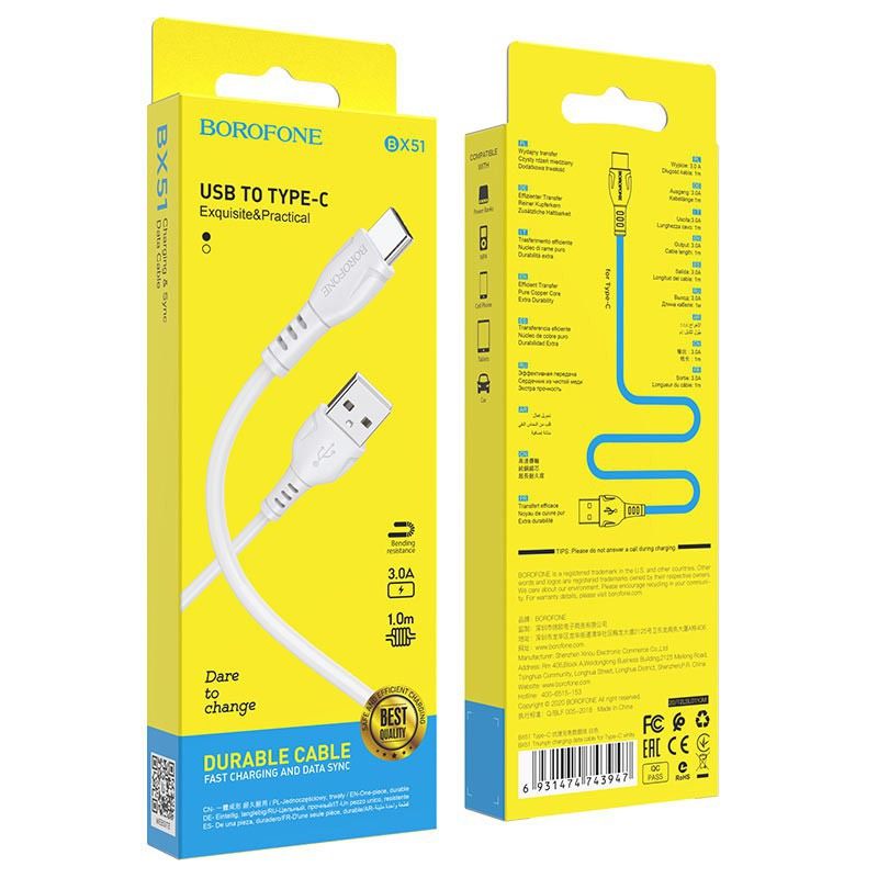 Cáp sạc Borofone BX51 micro/type-c/Lightning 1m