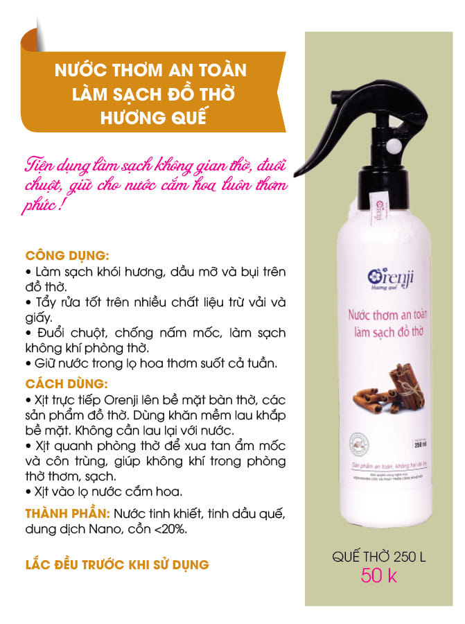 DUNG DỊCH LAU CHÙI ĐỒ THỜ ORENJI - LIÊN KẾT XANH