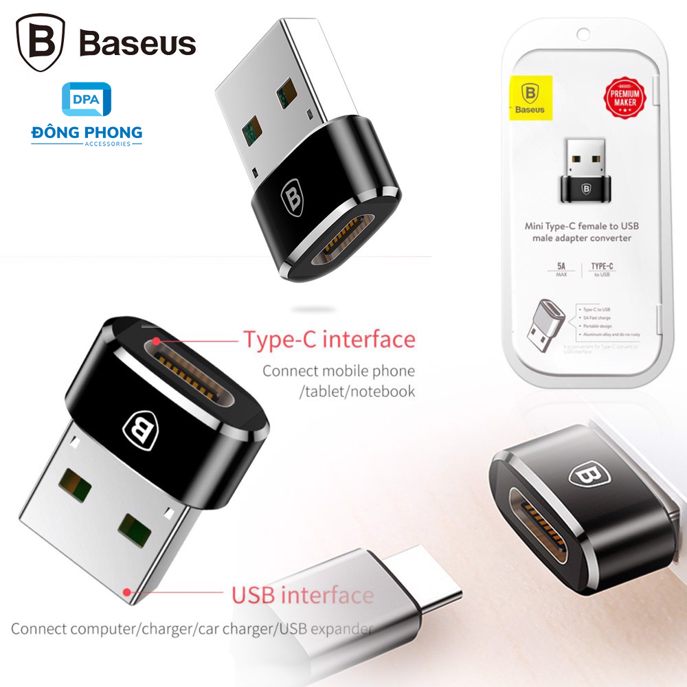 Đầu Chuyển USB Type A Sang USB Type C Tốc Độ Cao Baseus (USB Type C to Type A Adapter/ Converter)