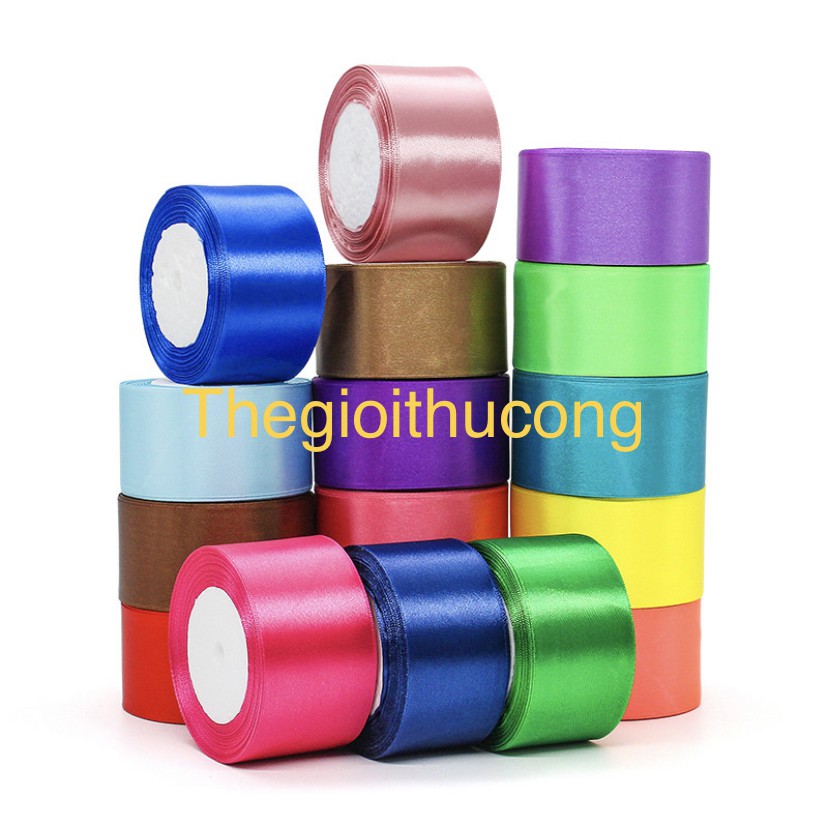 [Bán lẻ giá sỉ]Ruy băng satin lụa bo viền bản lớn 50mm cao cấp, ribbon, ruybang trang trí