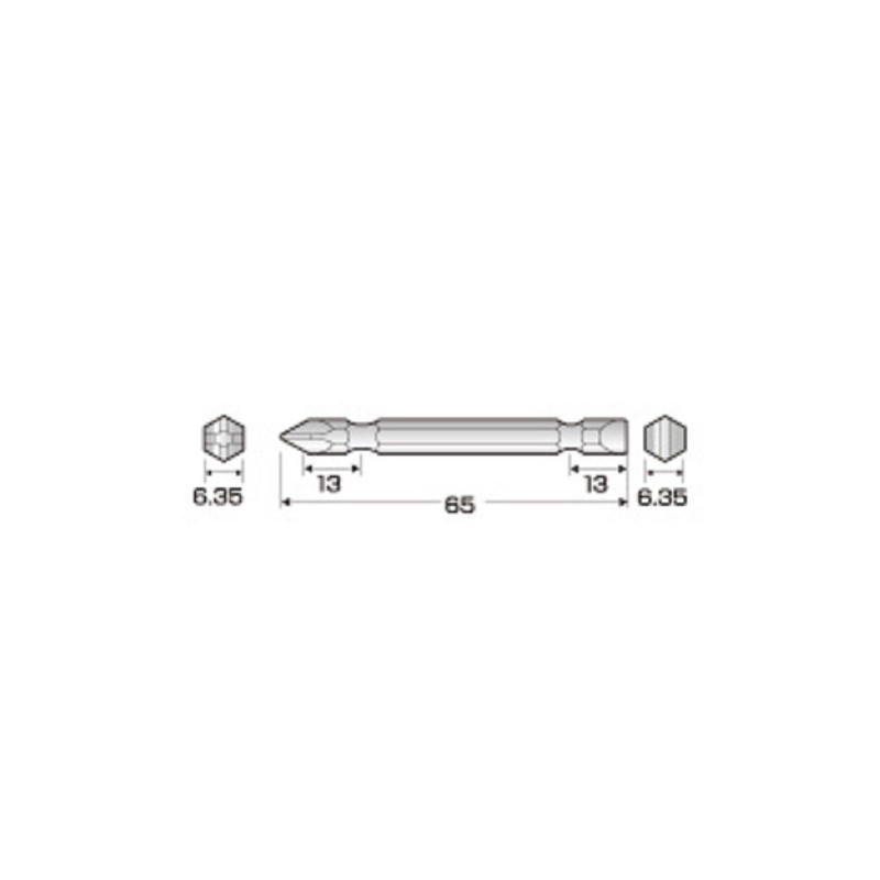 Mũi vặn vít 2 đầu có từ tính [+]2, [-]6 x 65mm No.AHPM-2065 Anex