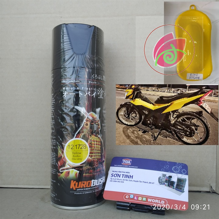 1728  Chai sơn xịt sơn xe máy Samurai 1728 màu vàng tươi  - Dòng sơn xe máy, oto giá rẻ, độ bền cao