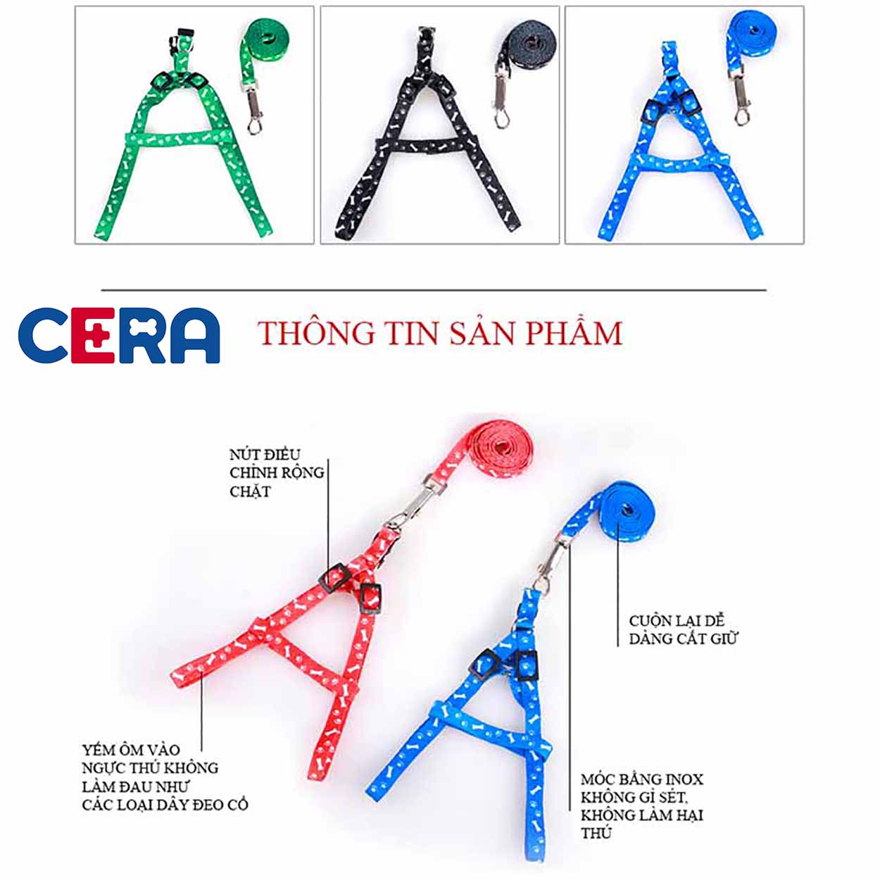 Dây Dắt Chó Mèo Họa Tiết Xương Size S (Dây Dắt 004)