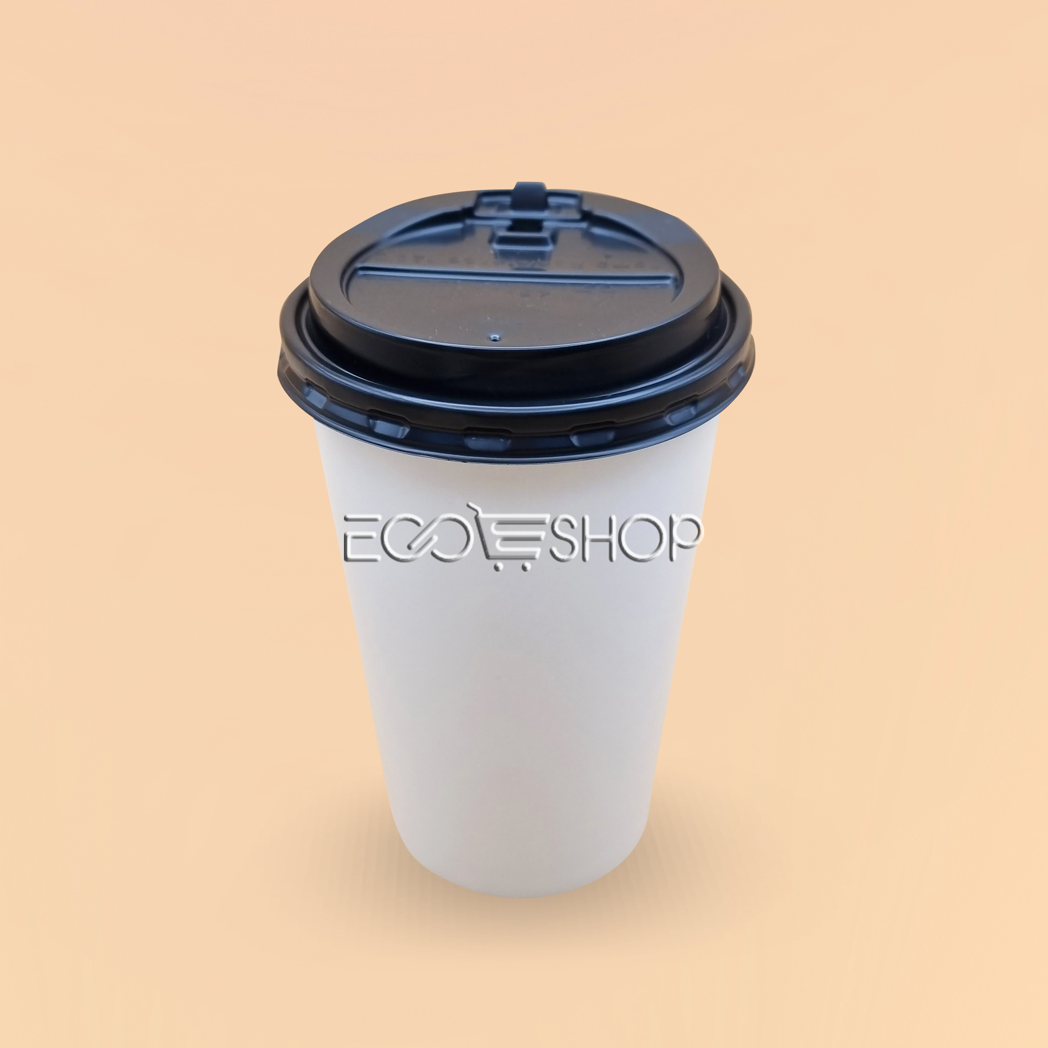 Nắp ly giấy 9oz - PS đen Ø77 có nút (Lốc 50 cái)