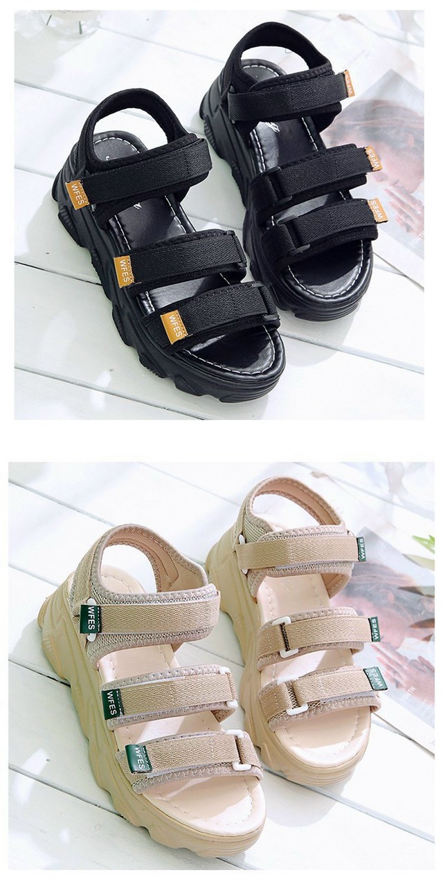 Sandal độn đế ulzzang 3 quai cá tính