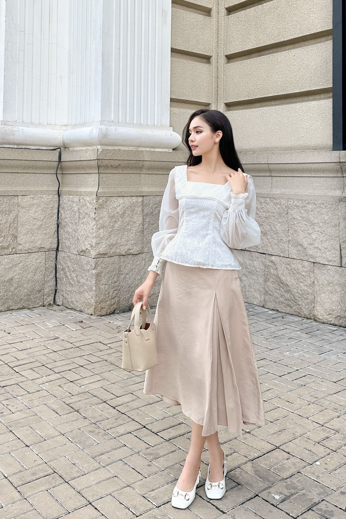 OLV - Chân váy A Line Skirt in Brown