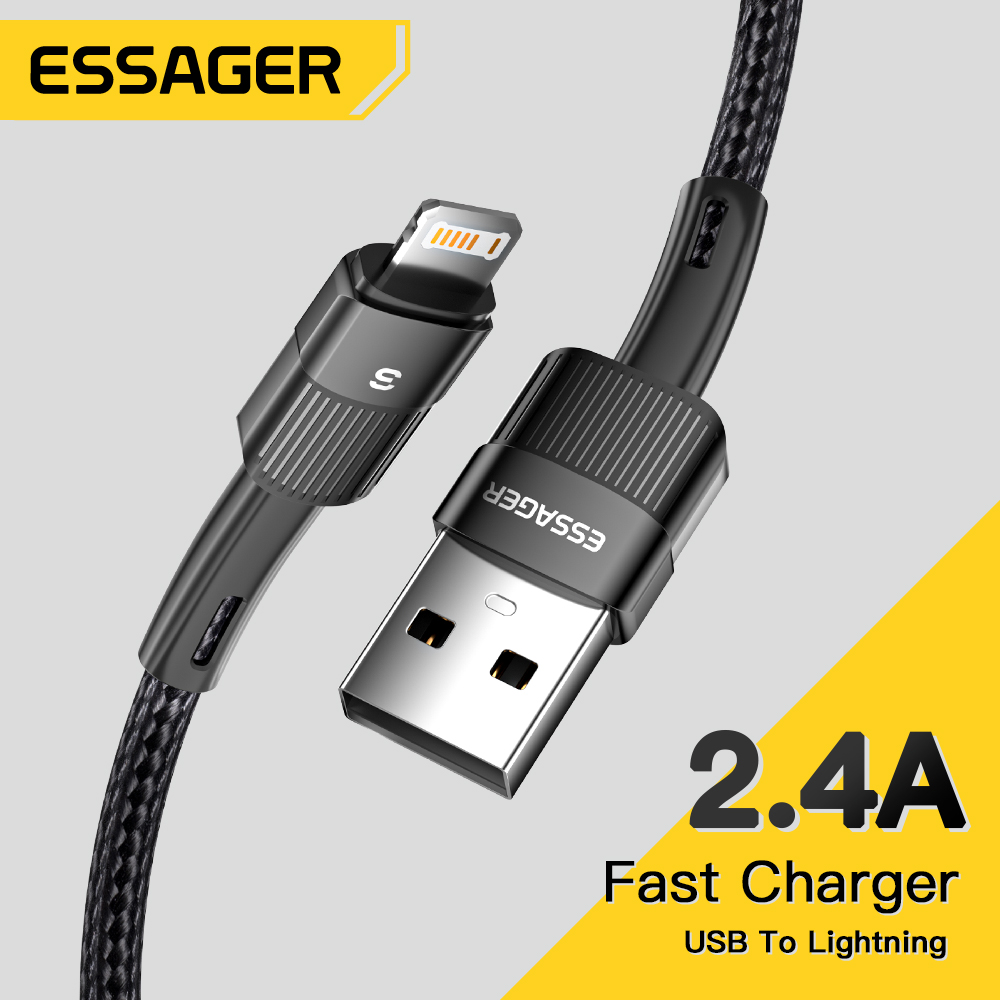 Essager Dây sạc 2.4A USB cho iPhone 14 13 12 11 8 7 6 Pro Max 12 XS XR Cáp sạc nhanh cho iPhone 8 7 SE USB Cáp chuyển đổi