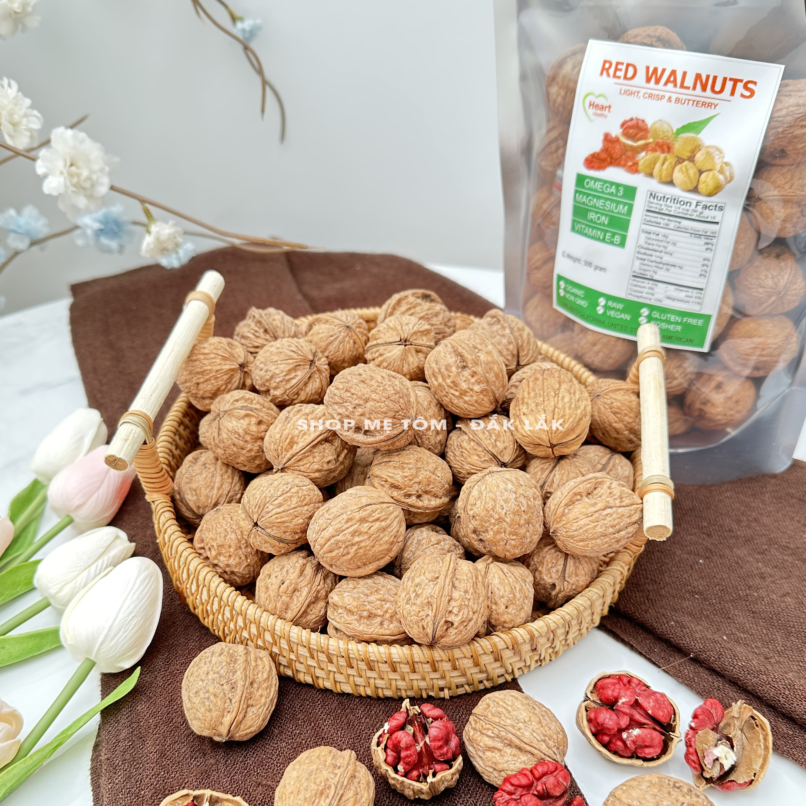 500GRAM ÓC CHÓ ĐỎ MỸ (NGUYÊN VỎ HOẶC NHÂN) CHUẨN NHẬP KHẨU