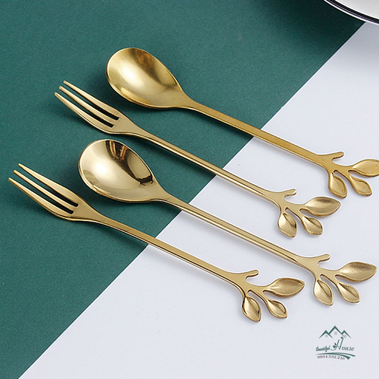 Thìa, Dĩa Ân Bánh Mứt, Uống Cà Phê Màu Vàng Decor