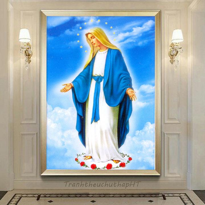 [HCM]Tranh thêu chữ thập Đức mẹ LV3260 - tự thêu