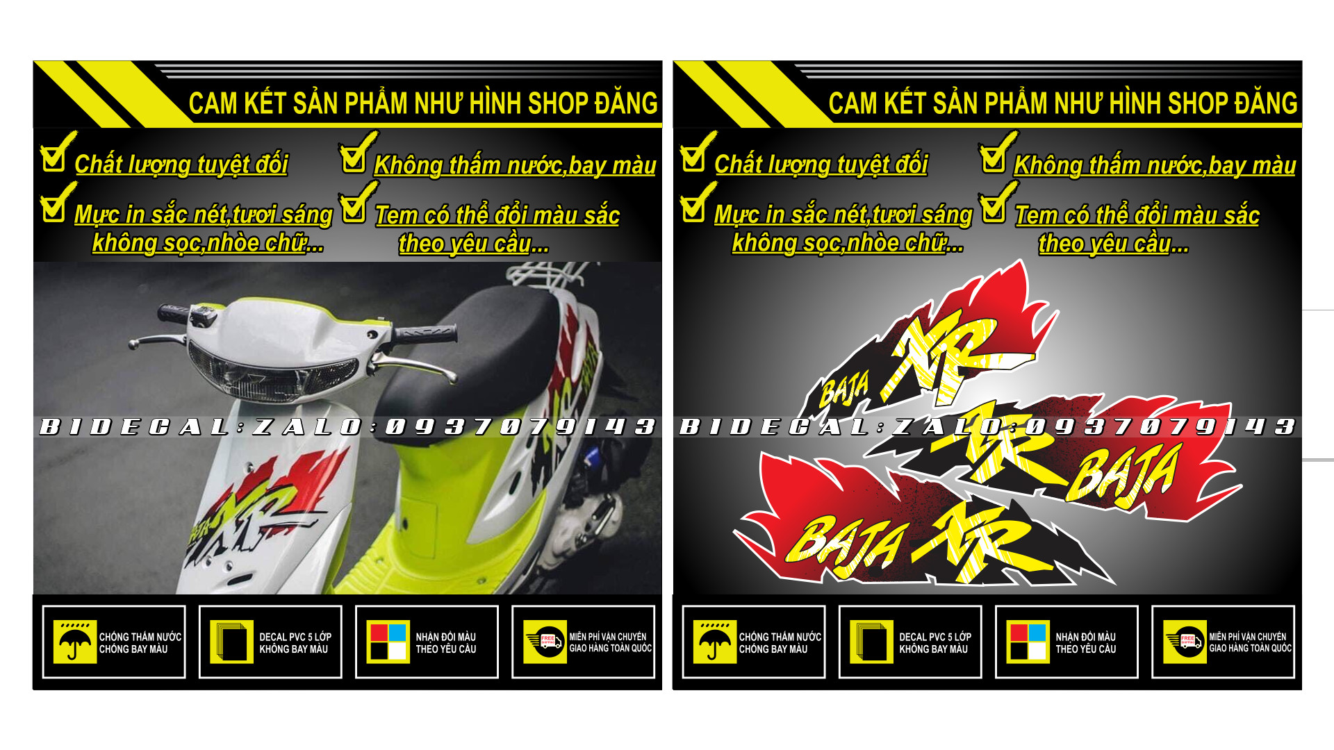 TEM RỜI DIO BAJA XR PHỐI TRẮNG ĐỎ