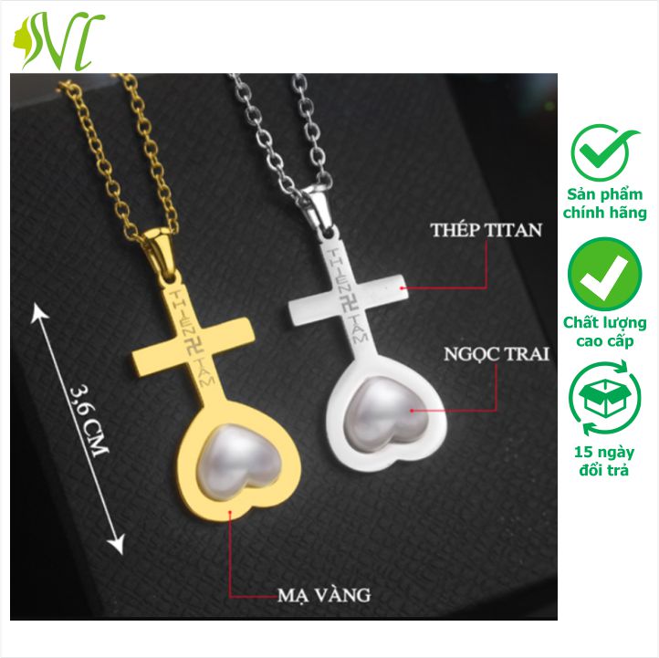 Dây chuyền titan thiên tâm đạo đính ngọc trai mạ vàng đẹp dây chuyền nữ titan không gỉ không đen xài nước tốt Người Đẹp Vì Lụa
