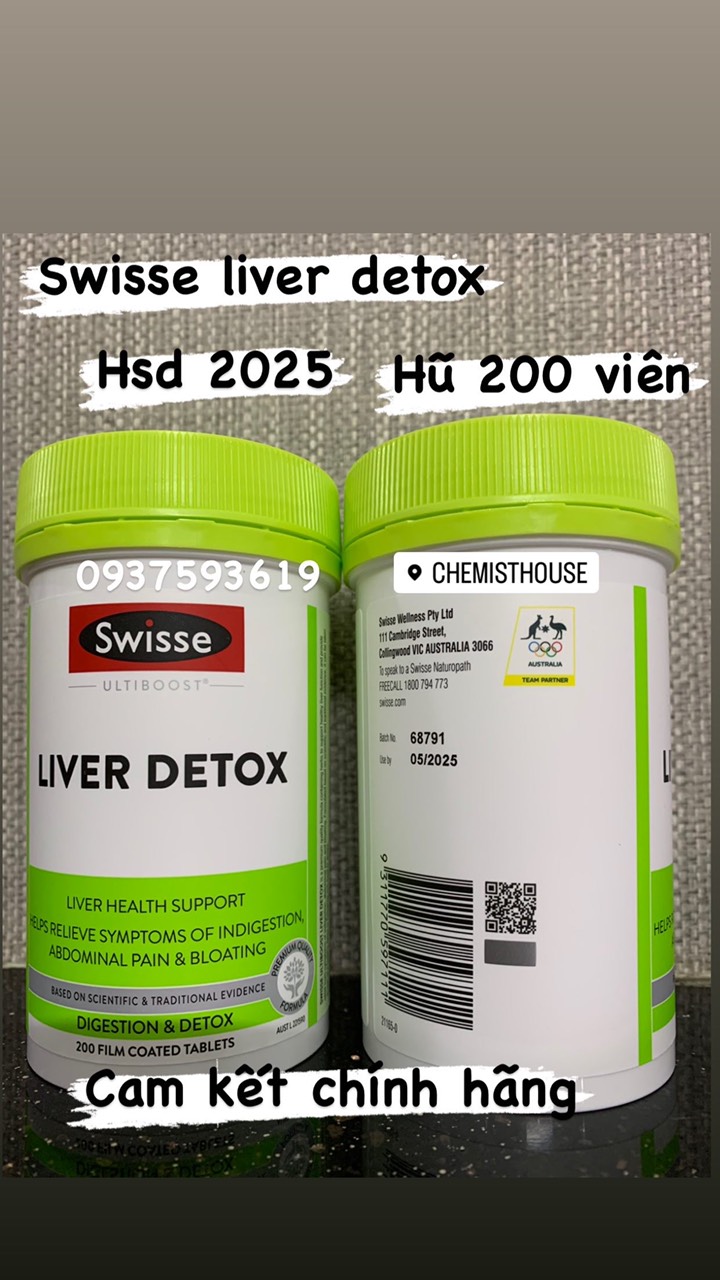 Viên uống hỗ trợ thải độc gan mát gan Úc - Swisse Ultiboost Liver Detox 60 120 200 viên có mã unique check code