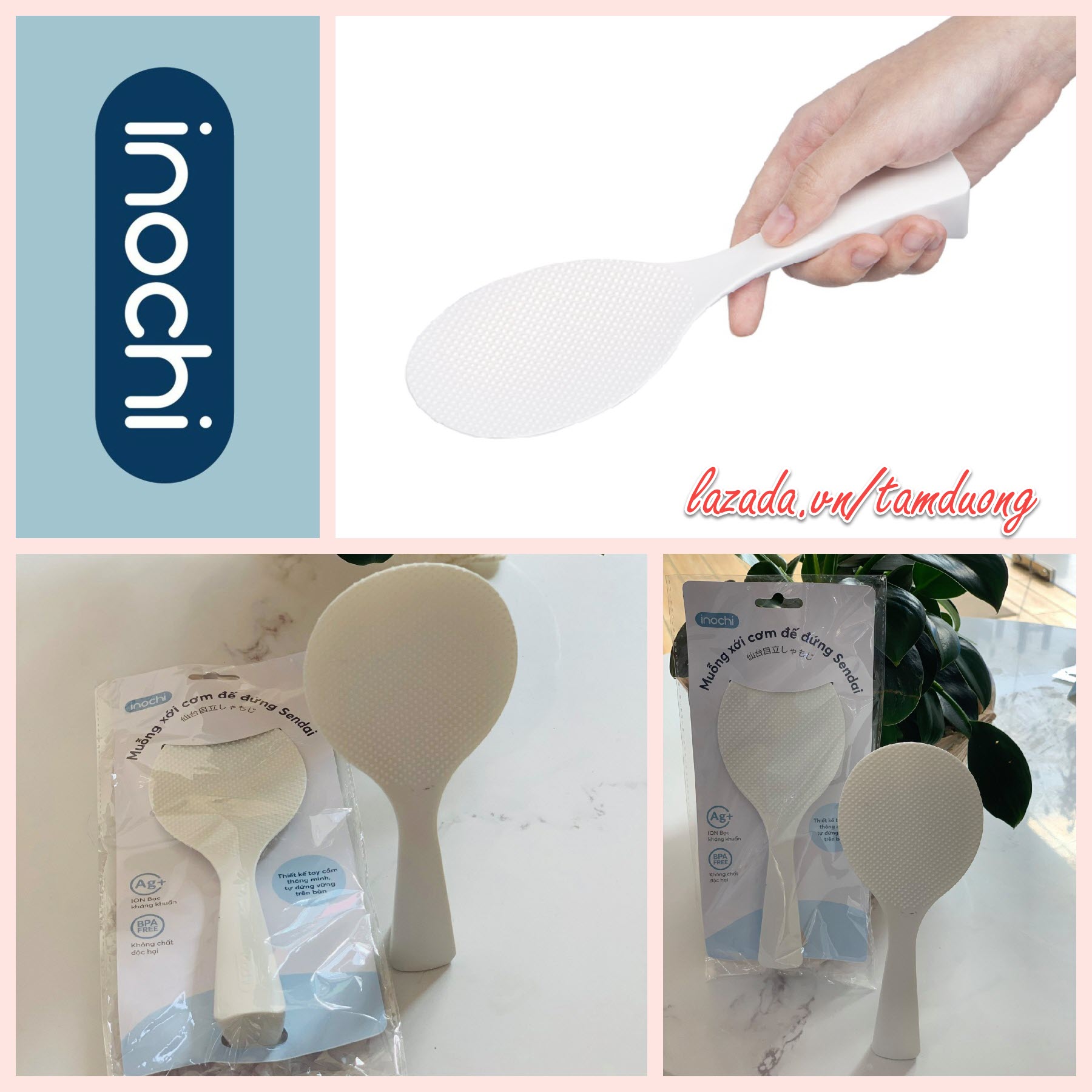 Muỗng (vá) xới cơm đế đứng Inochi (Giao màu ngẫu nhiên) [HCM-Giao hoả tốc 2h]