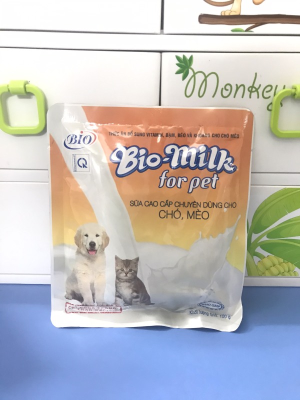 BIO MILK FOR PET SỮA CHO CHÓ MÈO - BỔ SUNG VITAMIN, ĐẠM, CHẤT BÉO VÀ VI KHOÁNG (Gói 100gram)