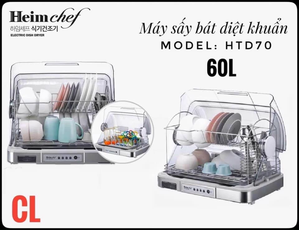 Máy Sấy và Tiệt Trùng Chén Bát Heimchef Hàn Quốc 60L và 45L, Bảo Hành 12 Tháng