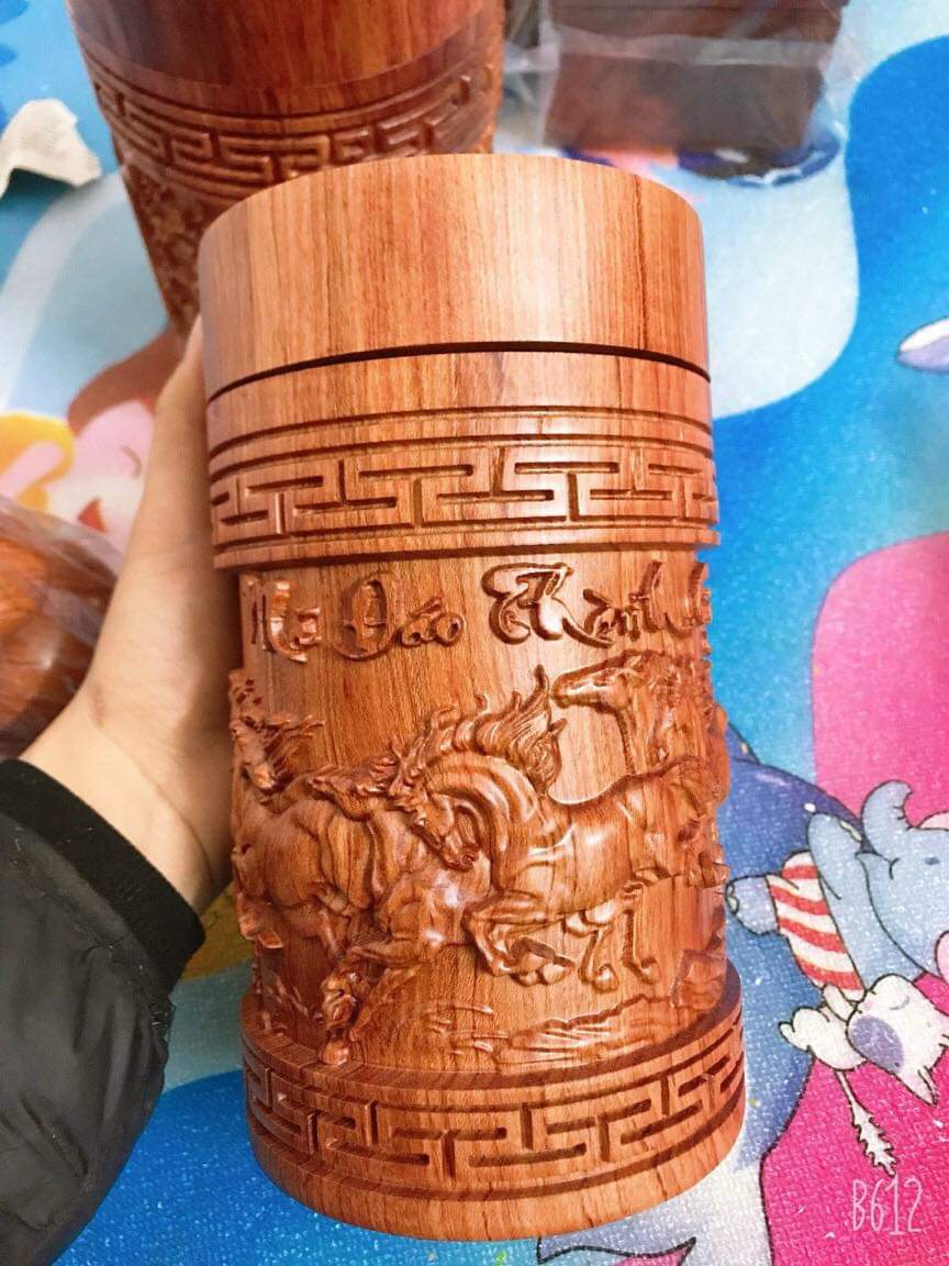 Hộp đựng chè gỗ hương nguyên khối cao cấp