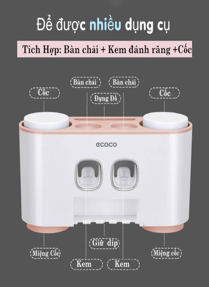 [HCM]HỘP ĐỰNG KEM ĐÁNH RĂNG KÈM 4 CỐC ECOCO