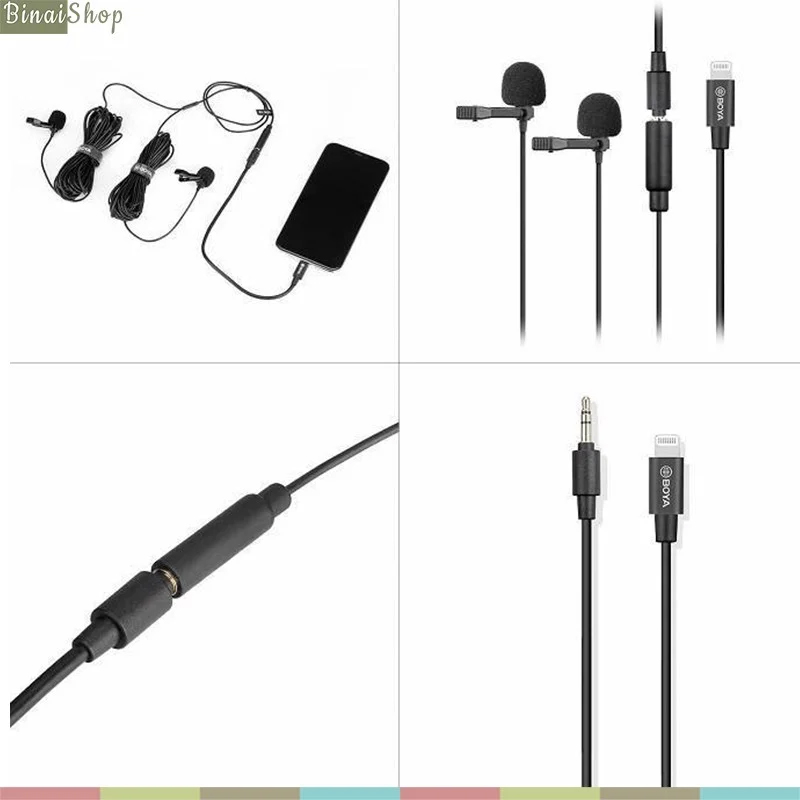 Cặp micro gài áo cổng lightning cho iPhone, iPad Boya BY-M2D