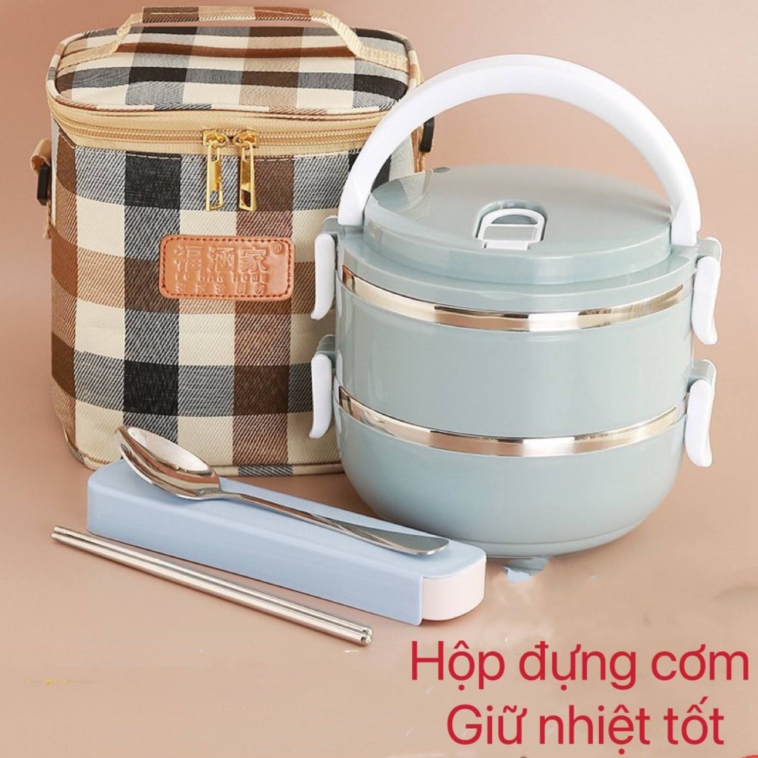 Camen giữ nhiệt lúa mạch 2 tầng cao cấp- hộp cơm giữ nhiệt 2 ngăn/hộp cơm giữ nhiệt inox giá rẻ