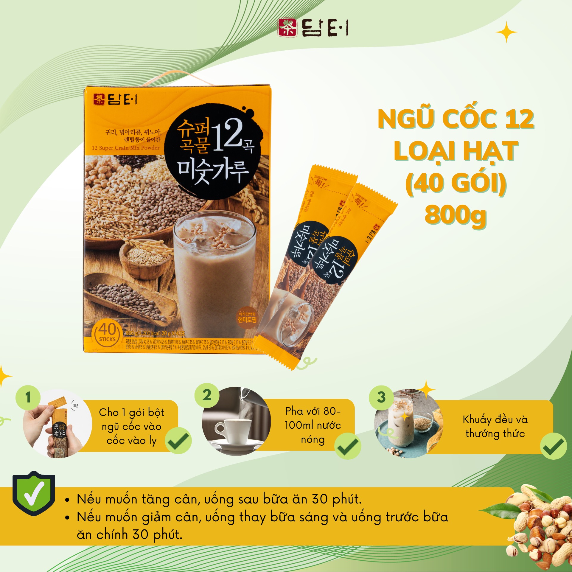 Damtuh Korean Cereal Powder with 12 Kinds of Grains