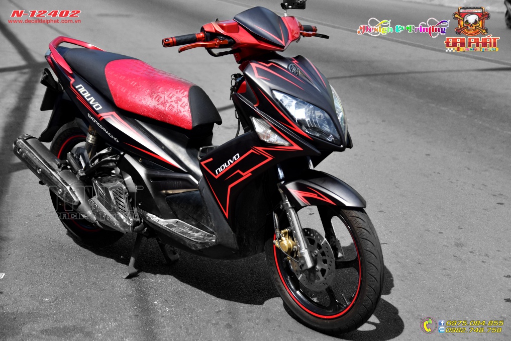Tem Trùm Xe Novo 4 Mẫu Chỉ Đỏ Đen Nhám