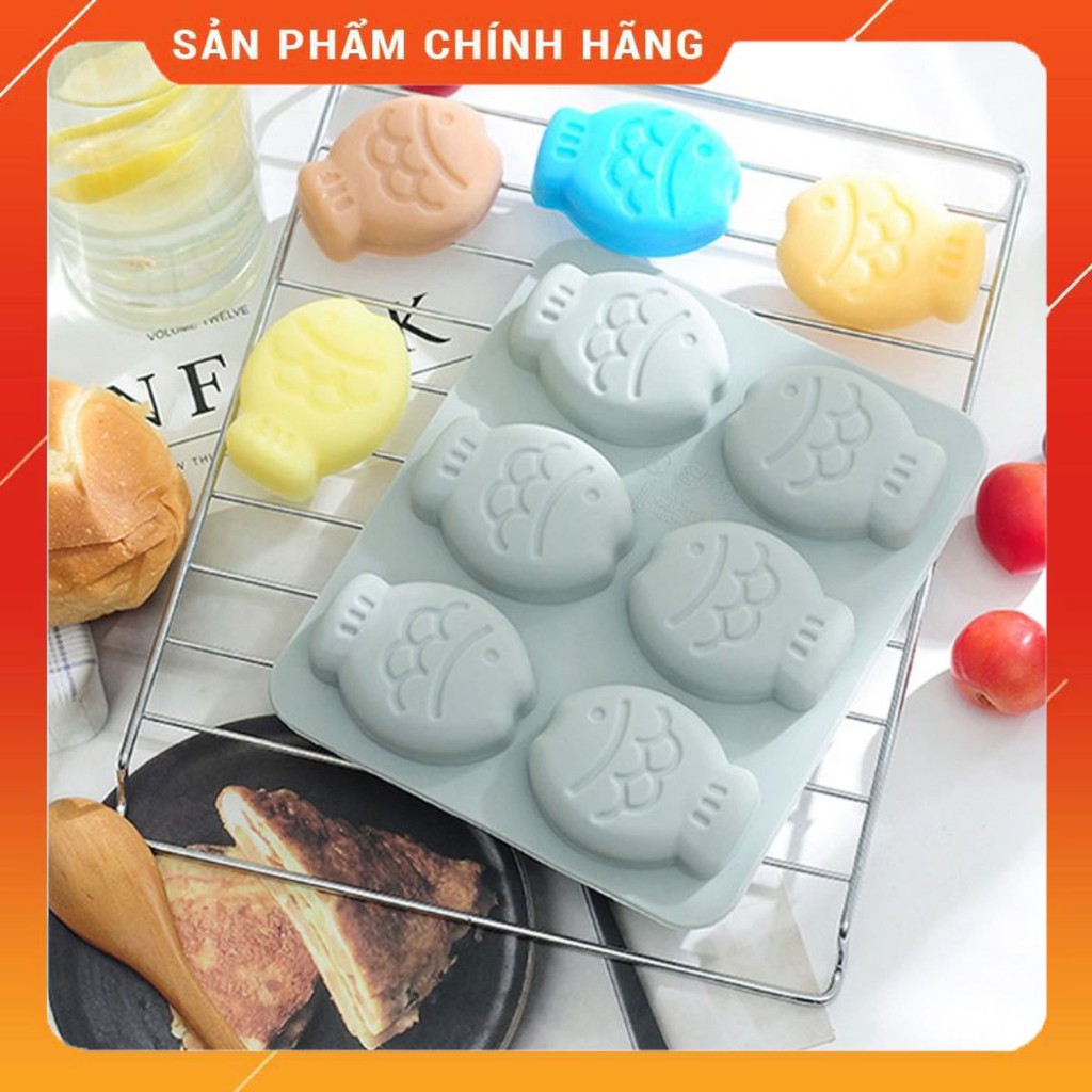 Khuôn Silicon Đổ Socola/Thạch/Đá/Kẹochipchip/Pudding Hình 6 Bánh Cá