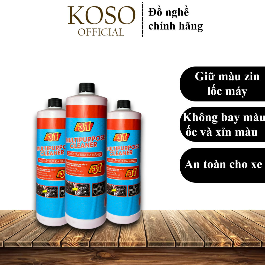 Chất tẩy rửa đa năng 3t chuyên tẩy đầu bò koso, lóc máy , vành xe oto xe máy 1000ml