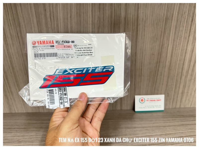 Tem nạ Ex 155 đời 23 Xanh Da chử Exciter 155 ( xe Xanh Bạc Đen ) bản giới hạn B5VD - ( 1 Lá ) B5VF83GD0000