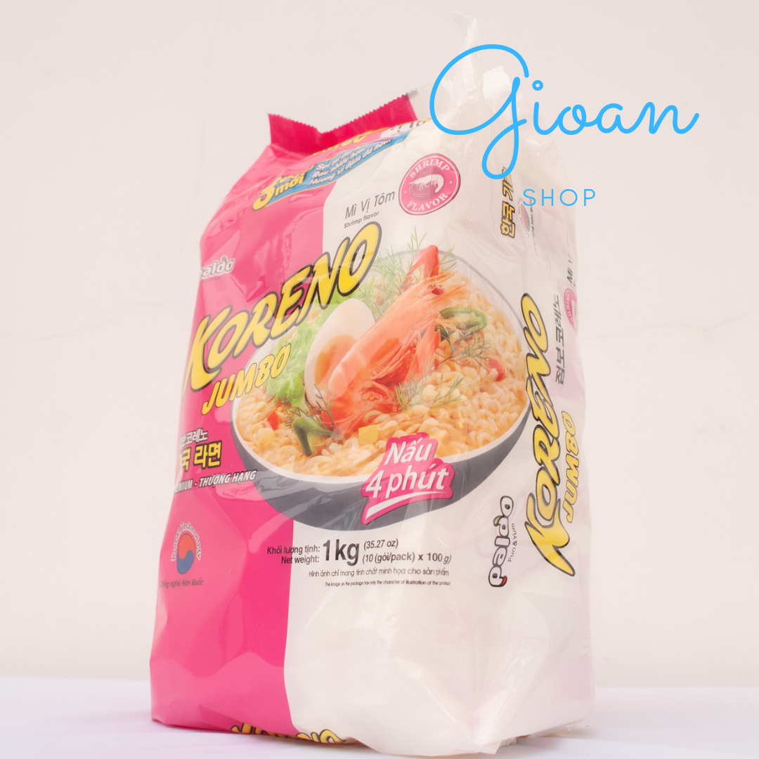 Mì Koreno Jumbo Vị Tôm ( 100gr x 10 gói ) mì không chiên