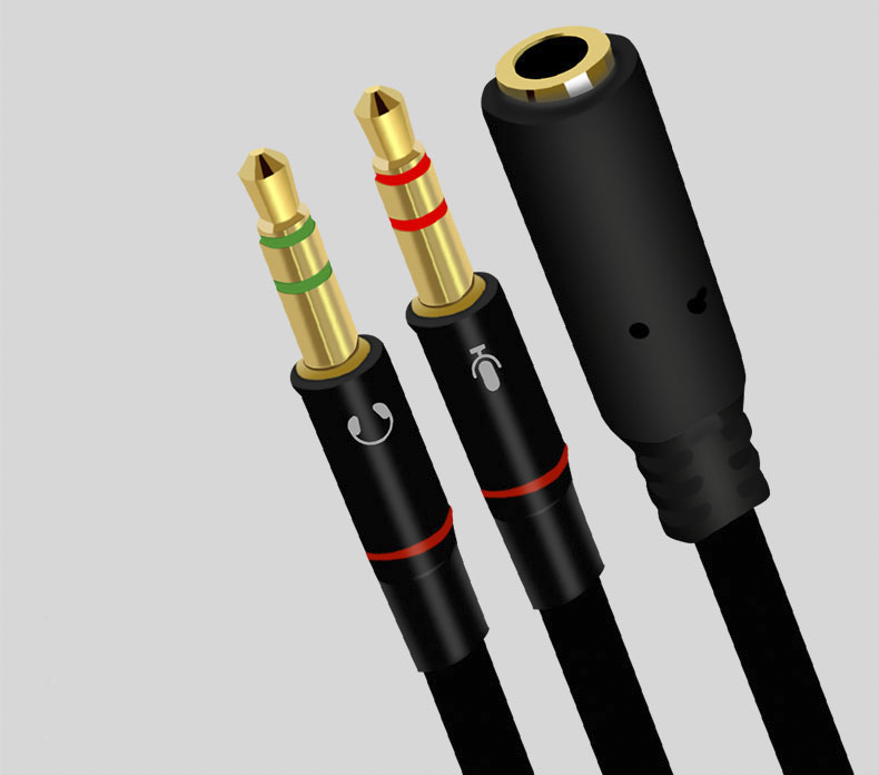 Cáp gộp audio và mic 3.5mm Jack gộp tai nghe 3.5 mạ vàng dây dù chống đứt (Đen)