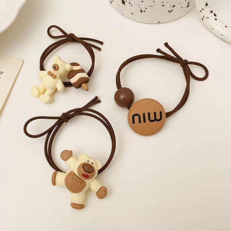 Dây cột tóc màu Cafe kiểu dáng đơn giản, dây thun chắc chắn