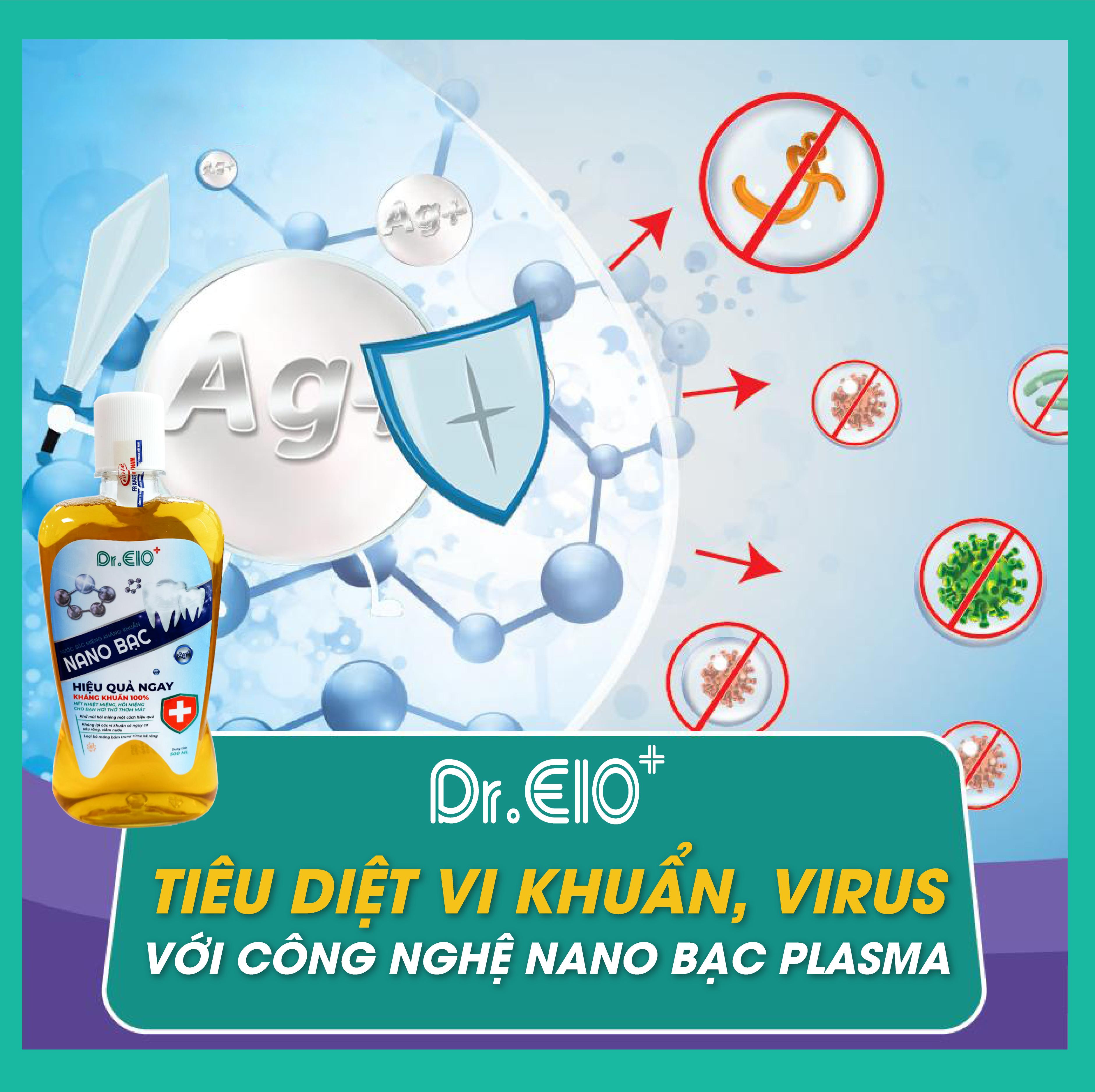 [COMBO 3 CHAI 500ML] - NƯỚC SÚC MIỆNG KHÁNG KHUẨN NANO BẠC CHO BÉ Dr.ELO