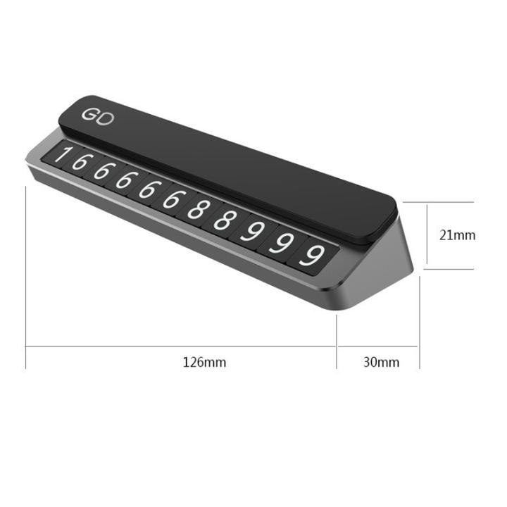 Bảng số điện thoại gắn taplo ô tô, xe hơi chất liệu hợp kim nhôm Y-478 (Màu xám) Bảng số điện thoại ô tô số to, rõ ràng