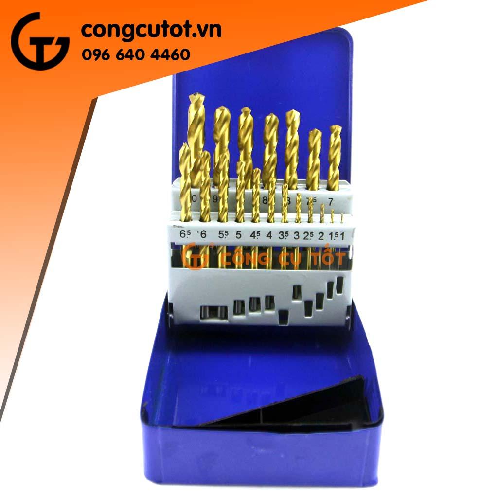 Bộ 19 mũi khoan sắt phủ titanium1-10MM A0100C C-Mart