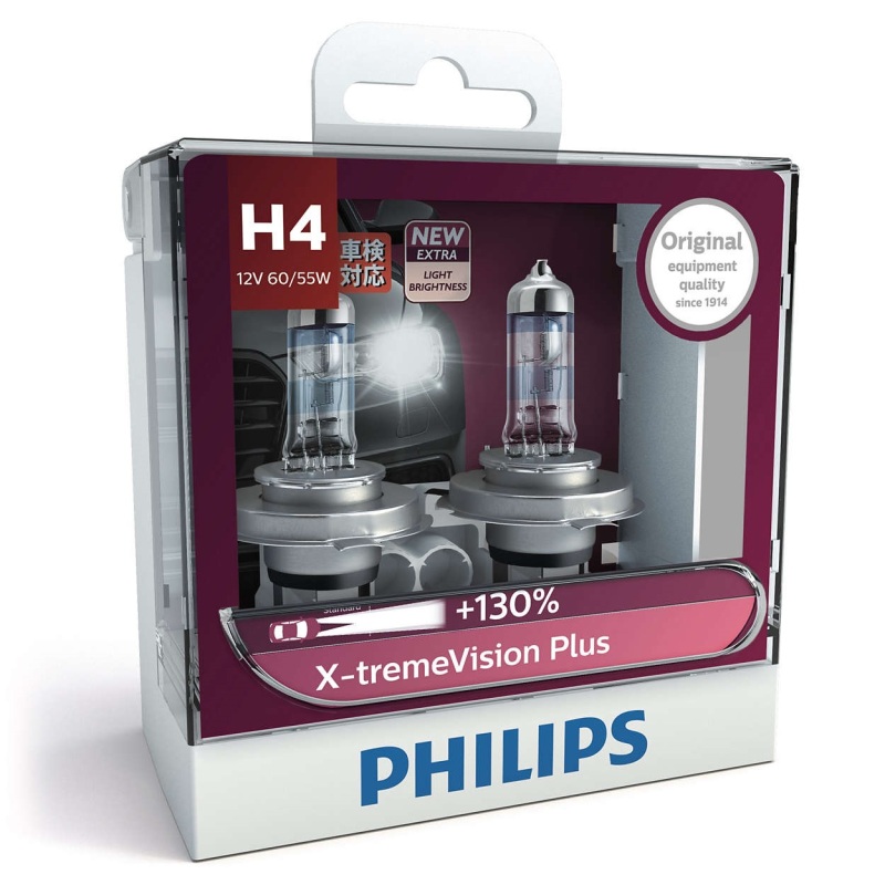 Đèn Pha Philips X-treme Vision Plus chân H1 - H4 - H7, 3700K, Tăng Sáng 130% Bộ 2 bóng