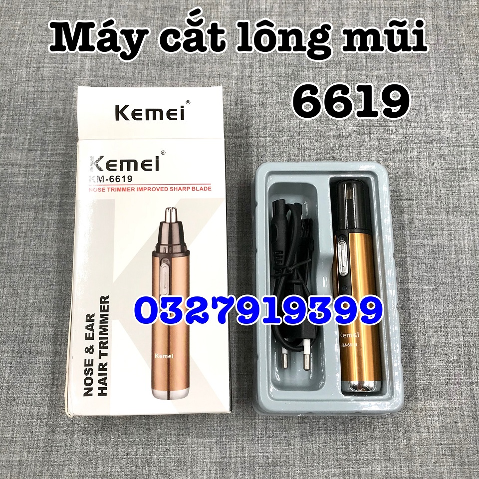 Kemei Máy Cắt Tỉa Lông Mũi 6619 Pin Sạc Tiện Lợi Dễ Sử Dụng Kích Thước Nhỏ Gọn Thời Gian Sử Dụng 3-4h Liên Tục