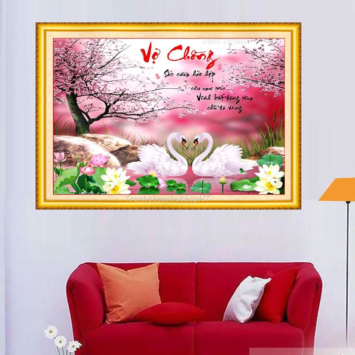 Tranh đính đá vợ chồng VS250 - tự đính