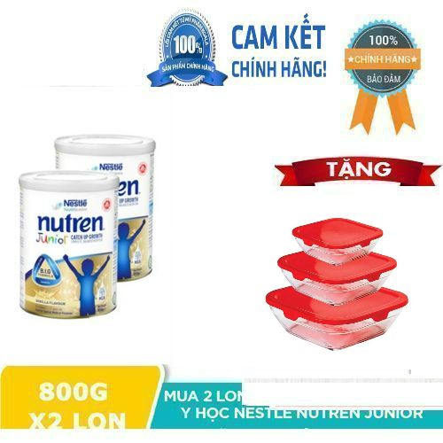 [Tặng bộ 3 thố thủy tinh] Sữa bột Nutren Junior tăng sức đề kháng cho trẻ 800g