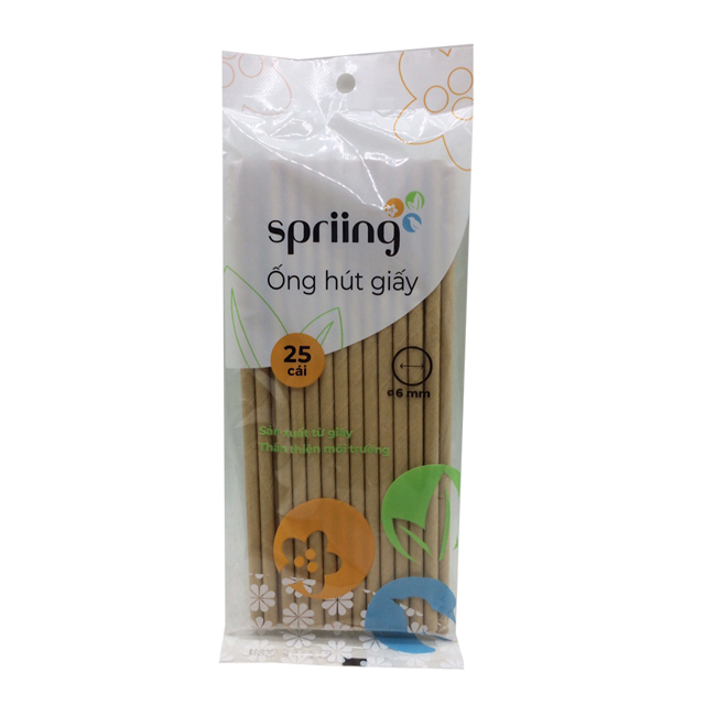 Spriing Lốc 25 ống hút giấy 6mm