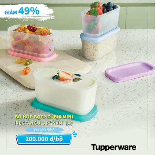 Hộp bảo quản thực phẩm Tupperware Cubix Mini Rectangular 250ml