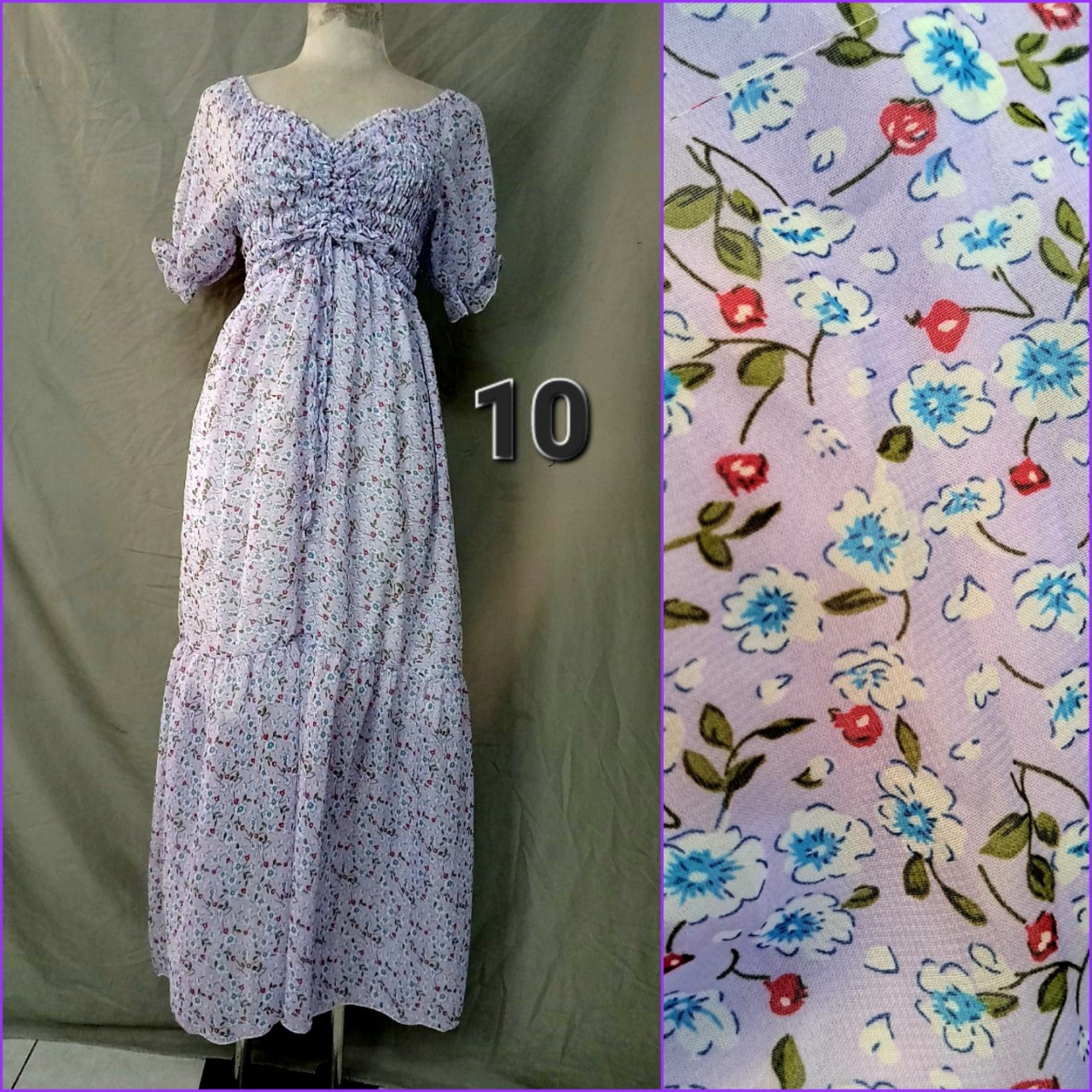 Đầm maxi voan rút ngực,đuôi cá